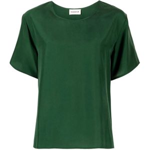 P.a.r.o.s.h., Groene Zijden Satijnen T-shirts en Polos Groen, Dames, Maat:S