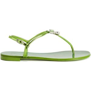 Giuseppe Zanotti, Schoenen, Dames, Groen, 38 1/2 EU, Leer, Flat Sandalen