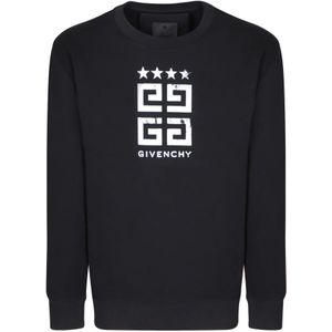 Givenchy, Sweatshirts & Hoodies, Heren, Zwart, M, Katoen, Zwarte Sweatshirt Ronde Hals Logo Print