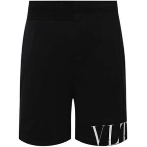 Valentino, Korte broeken, Heren, Zwart, M, Zwarte Modal Shorts met Elastische Taille