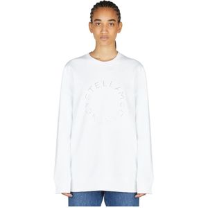 Stella McCartney, Katoenen Rhinestone Logo Sweatshirt Wit, Dames, Maat:XS