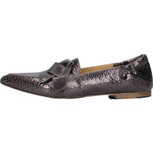 Via Vai, Schoenen, Dames, Zwart, 38 1/2 EU, Leer, Gescheurde leren loafers met strik