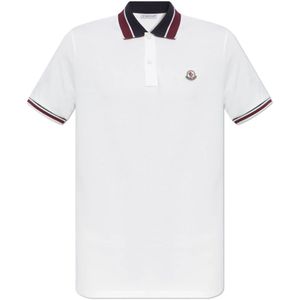 Moncler, Tops, Heren, Wit, 2Xl, Katoen, Katoenen polo met logo