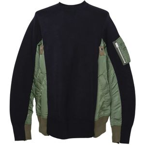 Sacai, Sweatshirts & Hoodies, Heren, Zwart, XL, Sweatshirts