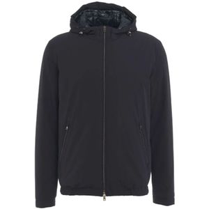 Herno, Jassen, Heren, Blauw, 2Xl, Blauwe Hoodie Met Rits