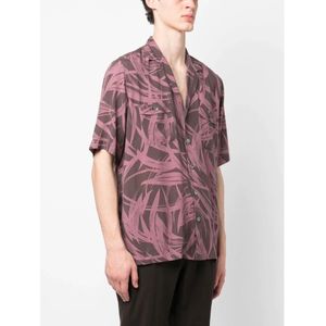 Lardini, Overhemden, Heren, Roze, M, Viscose korte mouw shirt gemaakt in Italië