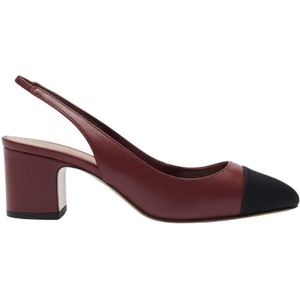 Scarosso, Schoenen, Dames, Rood, 37 1/2 EU, Leer, Handgemaakte Slingback Pumps met Blokhak