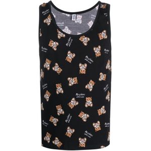 Moschino, Teddy-Bear Bedrukte Mouwloze Top Zwart, Heren, Maat:S