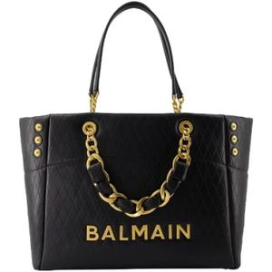 Balmain, Tassen, Dames, Zwart, ONE Size, Leer, Leather handbags