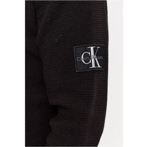 Calvin Klein, Truien, Heren, Zwart, XL, Katoen, Geëmbosseerd Logo Ronde Hals Lange Mouw