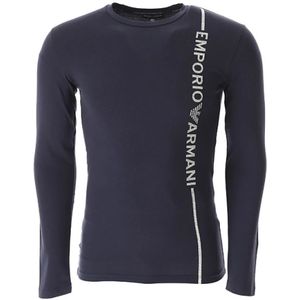 Emporio Armani, Tops, Heren, Blauw, L, Katoen, Blauw lang mouwen shirt