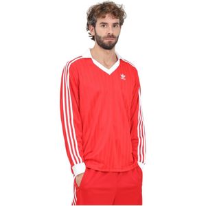 Adidas Originals, Tops, Heren, Oranje, L, Sportieve Rode Longsleeve T-shirt