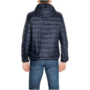 Emporio Armani Ea7, Jassen, Heren, Blauw, 2Xl, Blauwe Hooded Rits Jas Polyamide