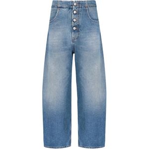 MM6 Maison Margiela, Jeans, Dames, Blauw, W29, Katoen, Vintage Blauwe Loose-Fit Crop Jeans