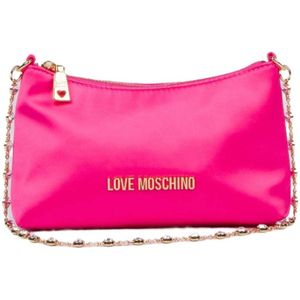 Love Moschino, Tassen, Dames, Roze, ONE Size, Satijn, Fuchsia Satijnen Schoudertas