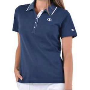 Champion, Katoenen poloshirt met korte mouwen Blauw, Dames, Maat:L