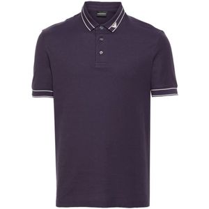 Emporio Armani, Tops, Heren, Paars, M, Katoen, Paarse Polo Shirt met Logodetails