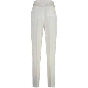 Hugo Boss, Broeken, Dames, Beige, L, Katoen, Katoenen Straight-leg Broek met Achterzak