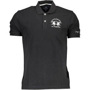 La Martina, Zwart Katoenen Polo Shirt met Borduursel Zwart, Heren, Maat:M