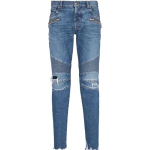 Balmain, Jeans, Heren, Blauw, W30, Katoen, Slim-fit katoenen jeans