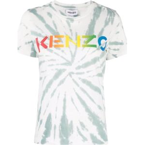 Kenzo, Tops, Dames, Veelkleurig, S, Katoen, Mintgroen Tie-Dye T-shirt voor vrouwen