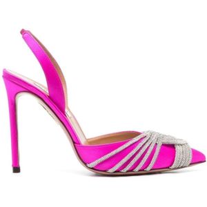 Aquazzura, Elegante Roze Satijnen Hakken met Hak Roze, Dames, Maat:38 1/2 EU