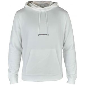 Saint Laurent, Sweatshirts & Hoodies, Heren, Wit, S, Katoen, Witte Hoodie