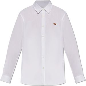 Maison Kitsuné, Blouses & Shirts, Dames, Wit, L, Katoen, Shirt met logo