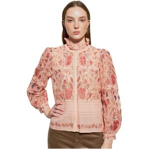 Antik Batik, Ari geborduurde blouse Roze, Dames, Maat:M