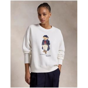 Polo Ralph Lauren, Sweatshirts & Hoodies, Dames, Wit, S, Katoen, Wintercollectie Polo Bear Sweatshirt