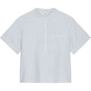 Marc O'Polo, Blouses & Shirts, Dames, Blauw, M, Katoen, Gestreepte korte mouw blouse normaal