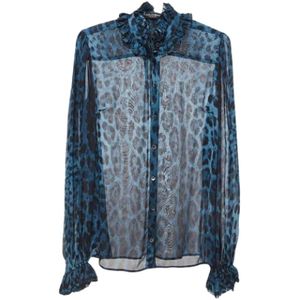 Dolce & Gabbana Pre-owned, Pre-owned, Dames, Blauw, S, Pre-owned Silk tops