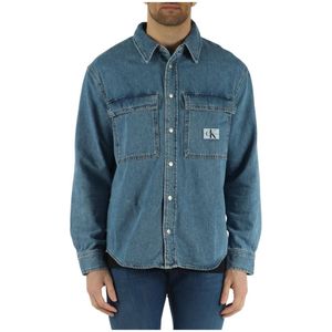 Calvin Klein Jeans, Overhemden, Heren, Blauw, S, Denim, Regular Fit Denim Overhemd