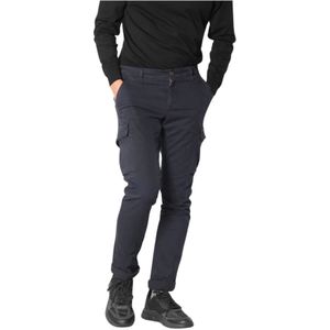 Mason's, Extra Slim Chile Cargo Broek in Gabardine Blauw, Heren, Maat:L