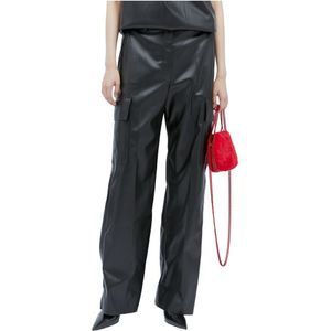 Stella McCartney, Vegan Leren Cargo Broek Zwart, Dames, Maat:3XS