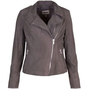 Btfcph, Dames Skind 10588 Zware Rits Motorjack Grijs, Dames, Maat:L