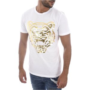 Goldenim paris, Tops, Heren, Wit, L, Katoen, T -shirt stretch printé tigre 1457