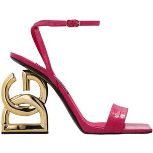 Dolce & Gabbana, Schoenen, Dames, Roze, 37 1/2 EU, Leer, Pop muiltjes