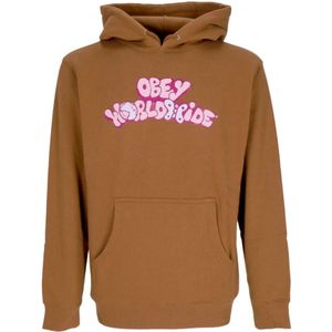 Obey, Sweatshirts & Hoodies, Heren, Bruin, L, Katoen, Butterfly Basic Hooded Fleece Womens Hoodie