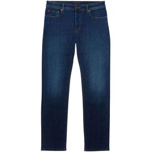 Brooks Brothers, Indigo 5-pocket jeans Blauw, Heren, Maat:W36