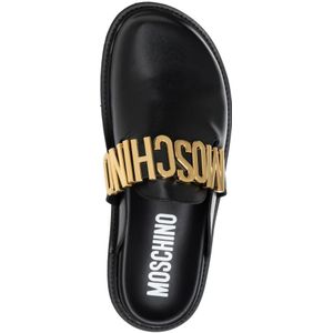 Moschino, Schoenen, Heren, Zwart, 45 EU, Effen Sandalen, Geen Sluiting