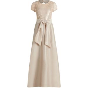 vera mont, Kleedjes, Dames, Beige, XL, Leer, Elegante Geborduurde Avondjurk