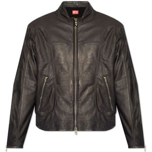 Diesel, L-Krix leren jas Grijs, Heren, Maat:XL