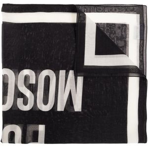 Moschino, Sjaal met logo Zwart, Dames, Maat:ONE Size