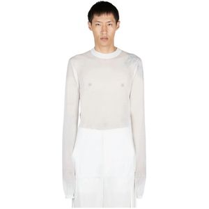 Ann Demeulemeester, Doorschijnende longsleeve top Wit, Heren, Maat:L