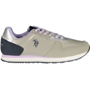 U.s. Polo Assn., Schoenen, Dames, Grijs, 35 EU, Sportieve Zilveren Sneaker met Contrastdetails