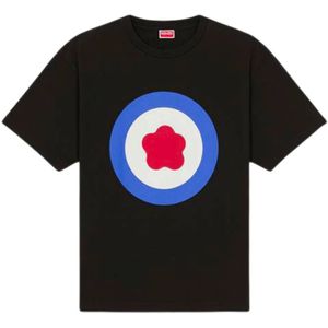 Kenzo, Tops, Heren, Zwart, XL, Oversize Target Noir T-shirt