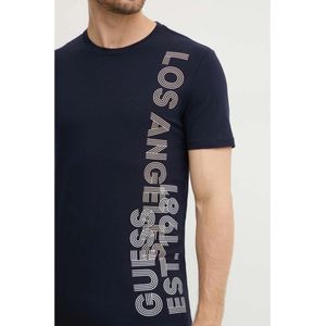 Guess, Tops, Heren, Blauw, L, Katoen, Slim Logo TShirt - Zijprint