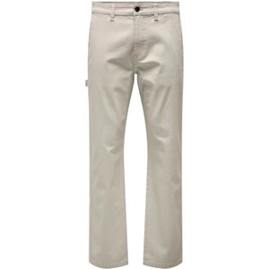 Only & Sons, Casual Chino Beige, Heren, Maat:W32 L32