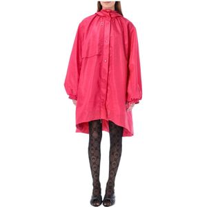 Marine Serre, A-line Hooded Moire Windbreaker Roze, Dames, Maat:S